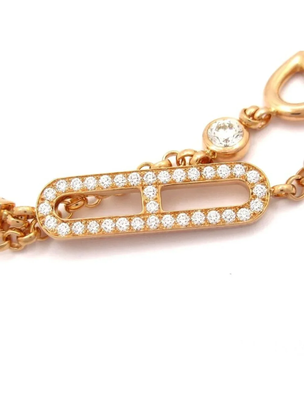 Hermes Bracelet Chaine D'ancre Chaos 18k Pink Gold Diamond Black Jade Spinel